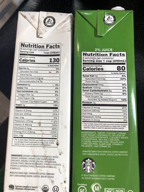 Starbucks soy milk nutrition