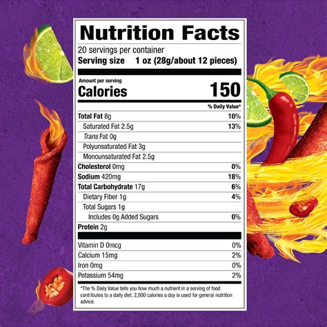 Takis nutrition label