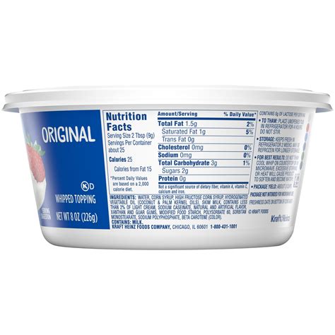 Cool whip nutrition label
