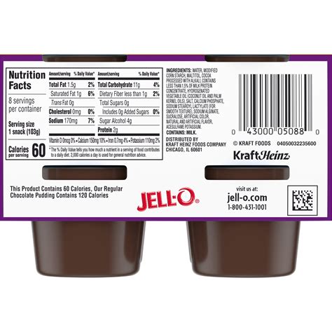 Jello sugar free pudding nutrition