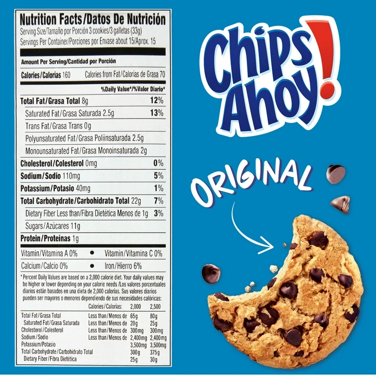 Chips ahoy nutrition label